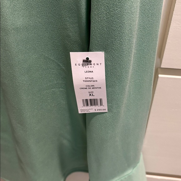 NWT Equipment Creme de Menthe Button-Down Leona Silk Shirt Sz XL - Picture 4 of 9